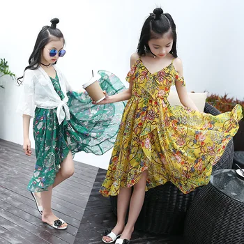 2023, Корея, Летнее детское цельное платье, детское платье без рукавов, детский сарафан, модная одежда, платье-комбинация для маленьких девочек
